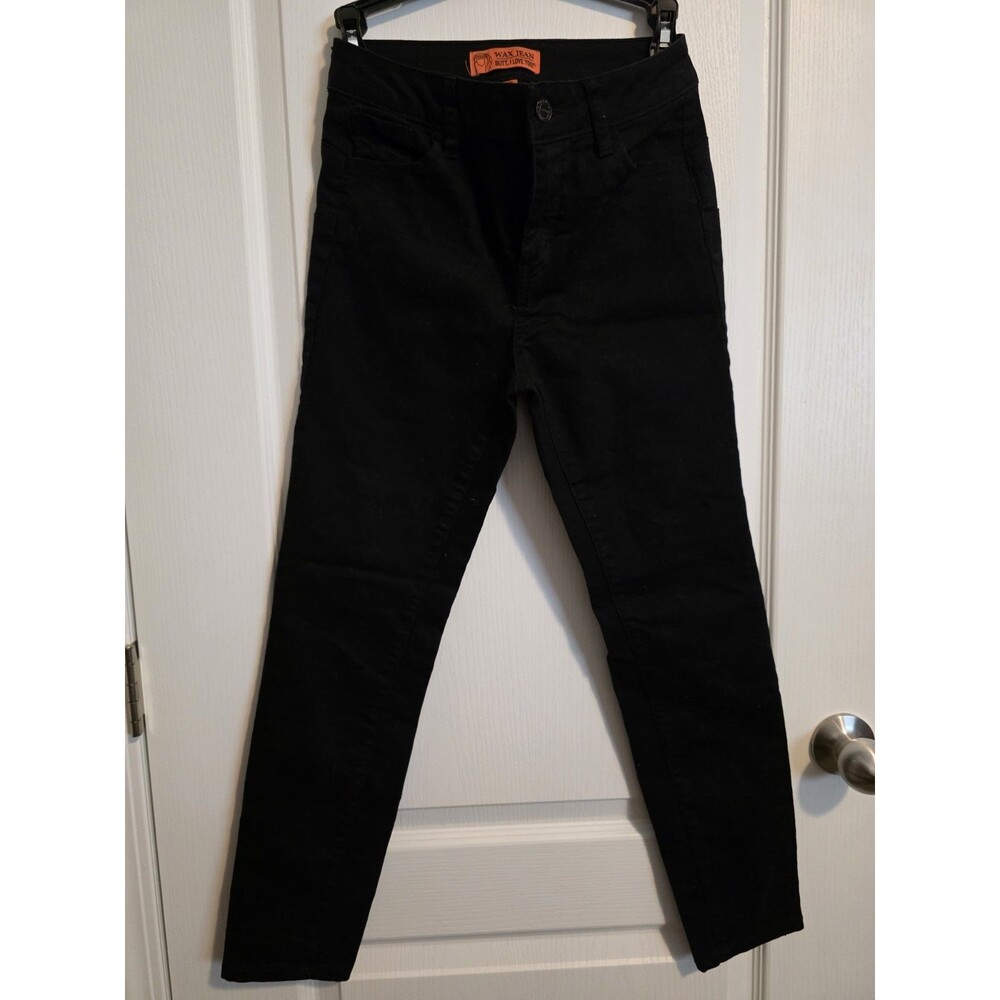 Wax Jean Butt I Love You Jean Womens Black Stretch Denim Skinny sz 1/25 (277)